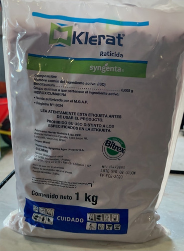Imagen 2 de 5 de Raticida Klerat Nuevo Envase 1 Kilo