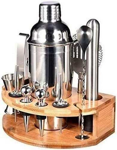 Set Barman  12 Piezas - Bamboo Stand | Coctelera | Mezclador