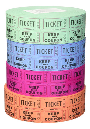 Indiana Ticket Company 56759 Boletos De Rifa, (4 Rollos...