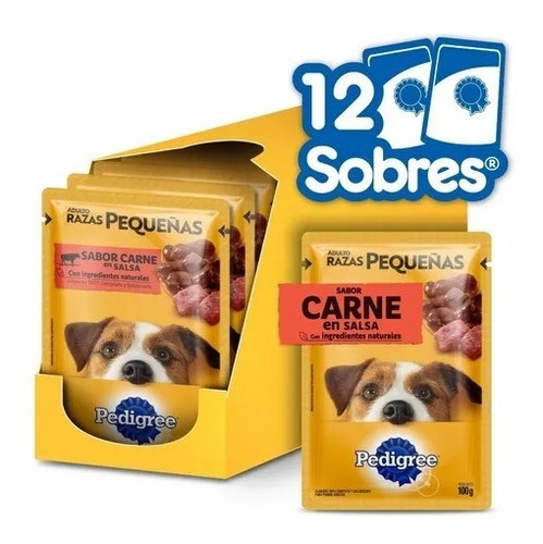 Pedigree Alimento Húmedo Sobrecito Perro Raza Peq Carne 12un