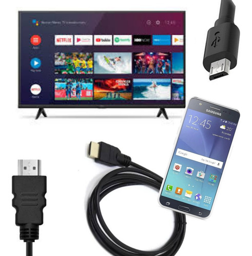 Cabo 1,5mt Full Hdmi X V8 Transmissão Conect Celular P/ Tv