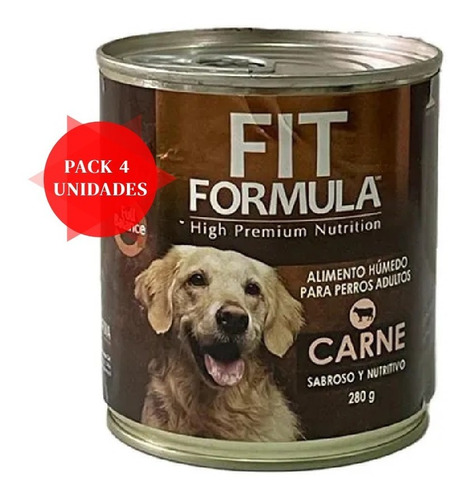 Fit Formula Lata Perro Adultos Carne 280g Pack 4un Mp