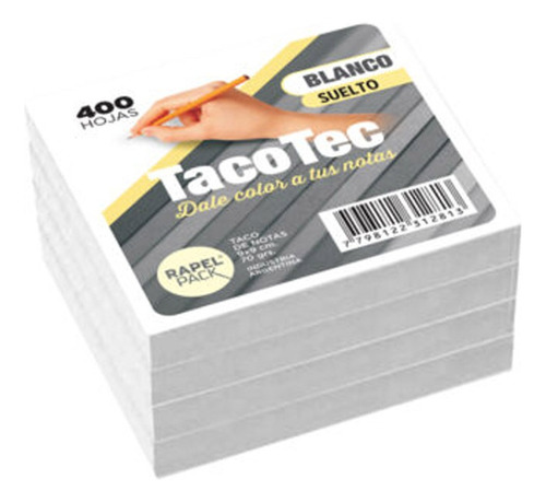 Taco De Notas Suelto Blanco 9x9cm 400 Hojas - Rapel Pack