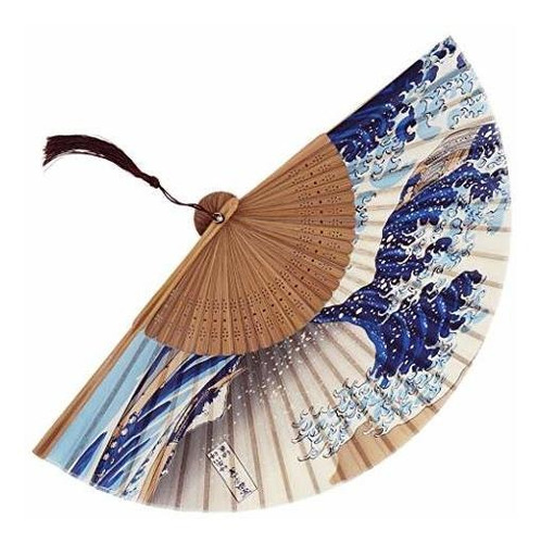 Abanico Plegable Japones Hecho A Mano Con Soportes De Bambu