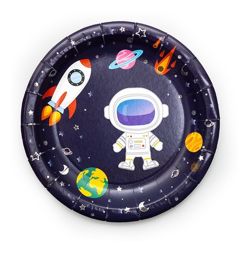 Plato Polipapel Astronauta Espacio Planeta Galaxia X8 Uni