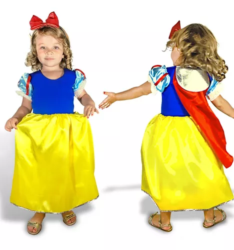 Vestido Infantil Fantasia Branca De Neve Disney Tam 6 a 12