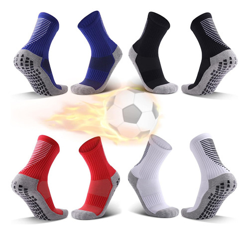 4 Pares De Calcetas Antiderrapantes De Fútbol Con Grosor Ext