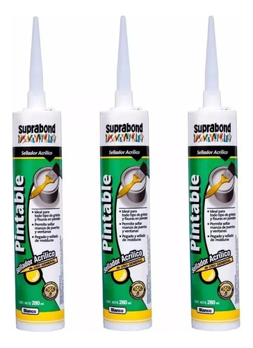 Sellador X 3 Acrilico Pintable Grieta Blanco 280ml Suprabond