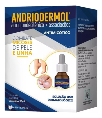Andriodermol Loção 50ml Micose De Pele Unhas Frieiras Fungos