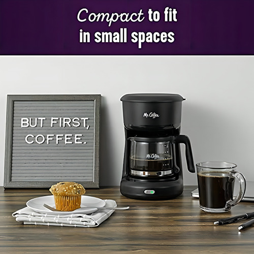 Mr. Coffee 2129512, Mini Cafetera Con Interruptor De 5 Tazas