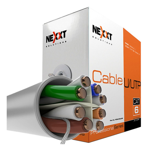 Rollo De Cable Utp Cat6 Nexxt De 305m Color Plomo 100% Cobre