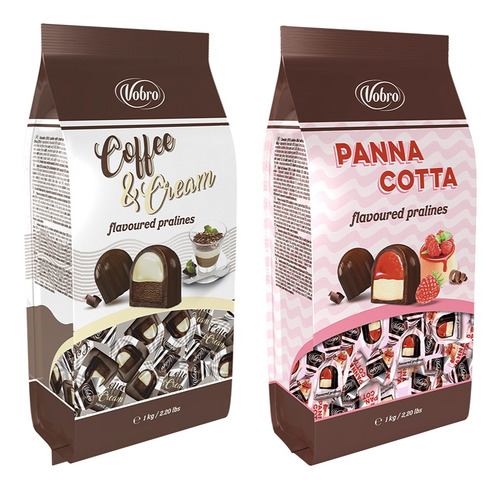 Imagen 3 de 3 de Pack Chocolate Bombón 1kg Vobro Cafe Y Crema + 1kg Panna