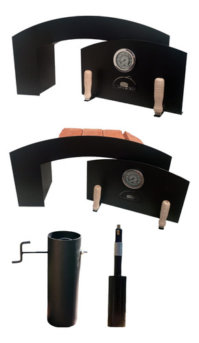 Kit Puerta Horno De Barro + Chimenea + Lanzallamas + Reloj
