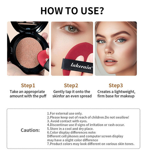 Gj Base De Maquillaje Con Colchón De Aire De Concha Negra
