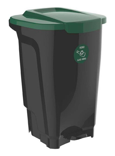 Lixeira Em Plastico T-force Preto E Verde 100 L Tramontina