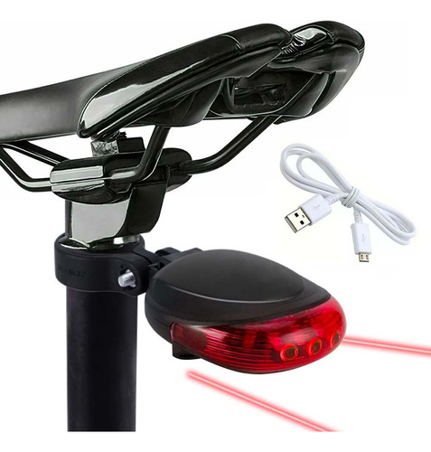 Luz De Bicicleta Led Trasera Lineas Guia Recargable V8