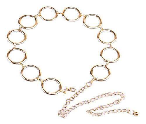 Cinturón De Cadena Circular De Metal Dorado Para Mujer