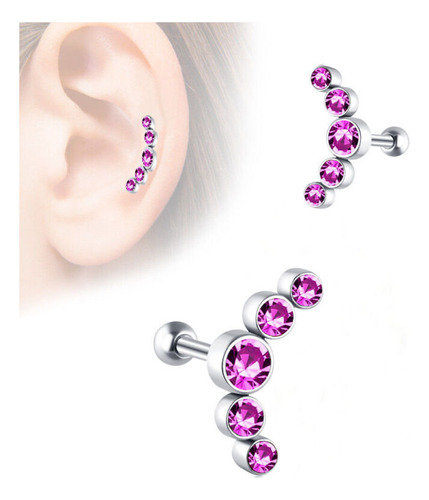 10 Pendientes Gem Tragus Helix Bar Con Forma De Cartílago En