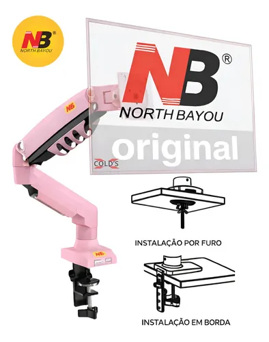 Suporte North Bayou Nb Original F80 De Mesa P/ Tv Monitor De 17 Até 30 Pistão A Gas Rosa