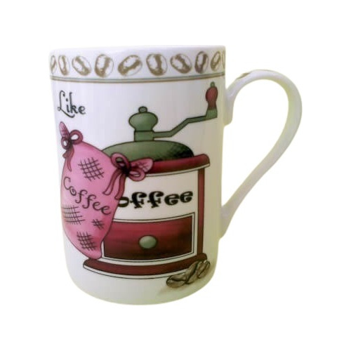 Caneca I Like Coffe Eu Amo Café Rosa Em Porcelana Novo