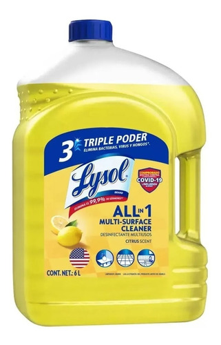 Limpiador Líquido Lysol Desinfectante Multiusos  Citrus 6 L