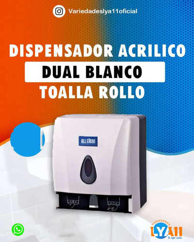 Dispensador Acrílico Dual Toalla Rollo