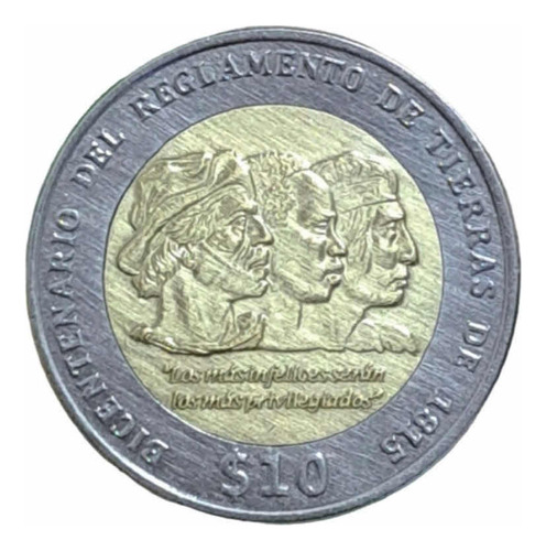 Moneda 10 Pesos Uruguayos Conmemorativa Bicentenario