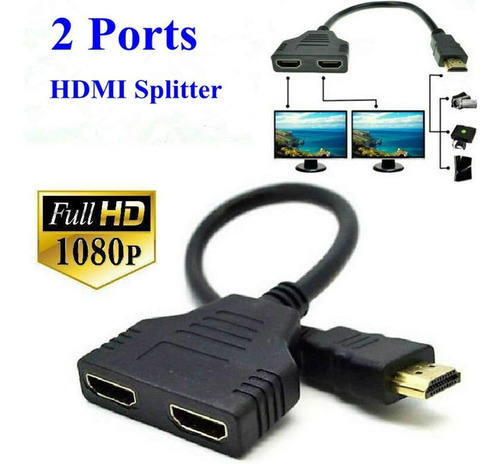 Adaptador Hdmi 1080p Macho A 2 Hembra Double Output