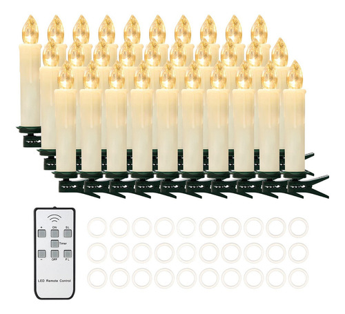 - 30 Velas Cónicas Led Sin Llama, Funciona Con Pilas, Velas