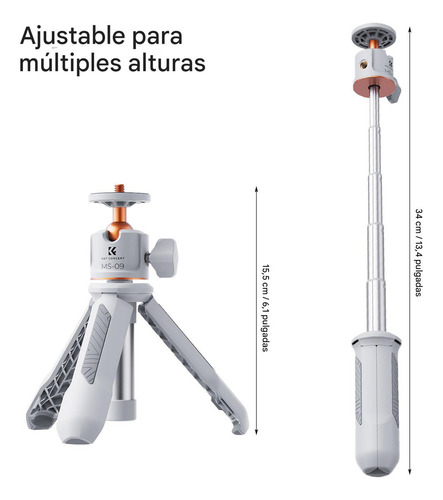 Trípode Teléfono Celular Portátil Selfie Stick 34cm Trípode de Mano Para Cámara Capacidad Máxima de Carga 2 Kg Tornillo de 1/4 "universal Para Cámara Sony/nikon