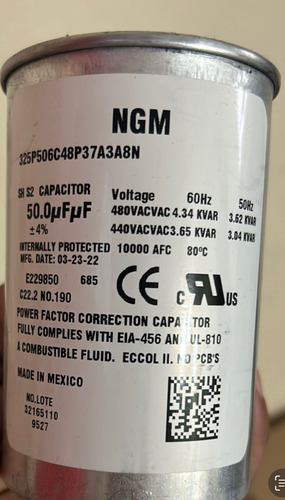 Capacitor Arteche 480 Y 240 Vac De 50, 39,8, 20 Y 49,8 Mfd.