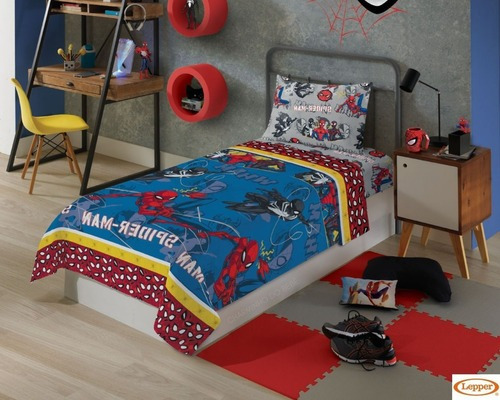 Jogo De Cama Infantil 3 Peças Spider Man Solteiro Microfibra