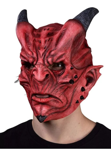 Máscara Diablo Con Cuernos Devil Demonio Halloween Terror 