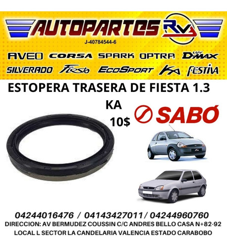 Estopera Cigüeñal Trasero Ford Fiesta 1.3 / Ka 1.6