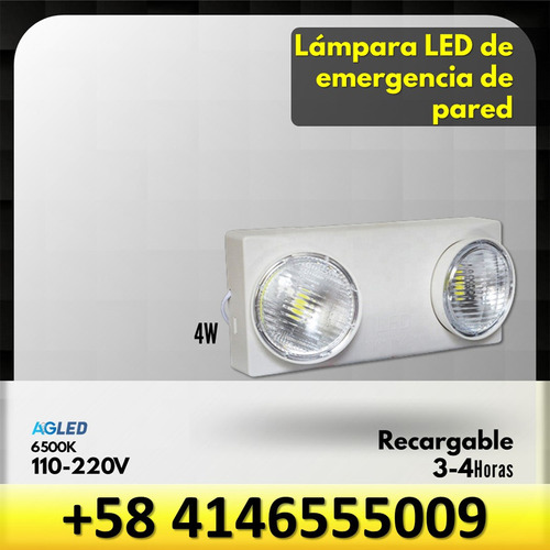 Lampara Led Emerg Pared De Pared 2x2w 65k 85-265v 3-4 H Rec