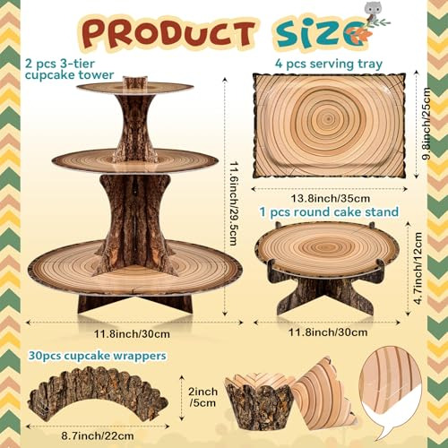 Juego De Soporte Para Cupcakes De Madera Para Fiesta De Leña