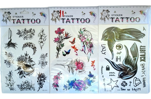 Tatuajes Temporales Temporales Medida 28x16 Cm X12 Unidades Color