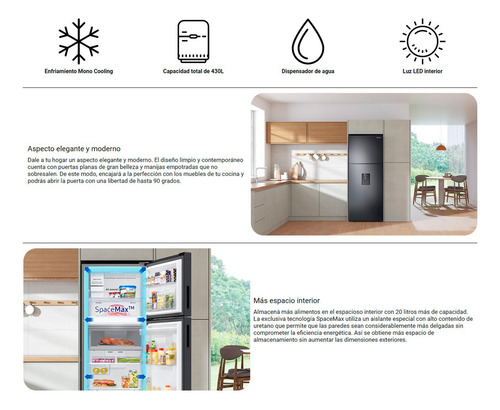 Heladera inverter no frost Samsung RT44A6640B1 negra con freezer 430L 230V