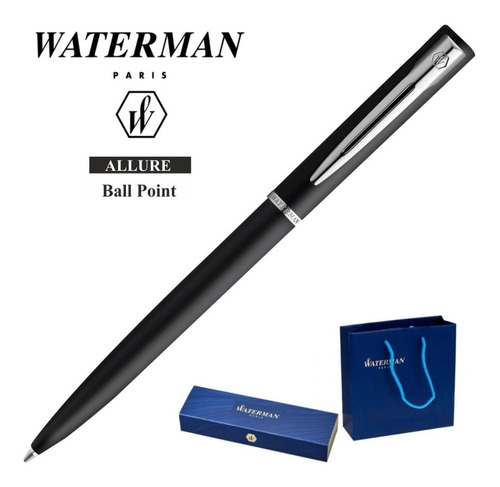 Lapicera Boligrafo Allure Waterman Negro Mate Ball Point Color de la tinta Azul