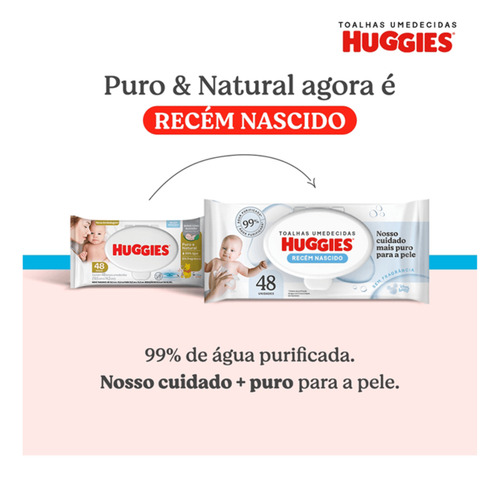 Lenços Umedecidos Huggies Puro E Natural Com 48 Unidades