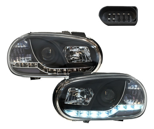 Faros Golf A4 C/lupa Tira Leds 1999 2000 2001 2003 2005 Msi