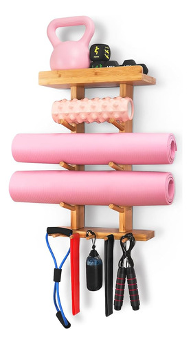 Soporte De Pared Para Esterilla De Yoga De Bambú - Soporte D