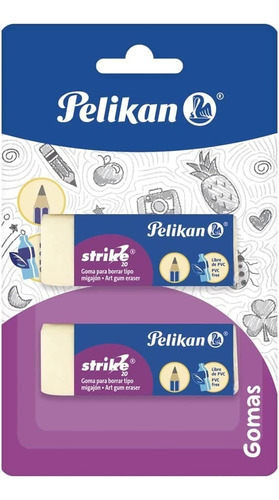 Goma Pelikan Strike Tipo Migajon Estuche C/2 Piezas