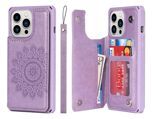 Funda Para iPhone 13 Pro - Lila/mandala Con Tarjetero