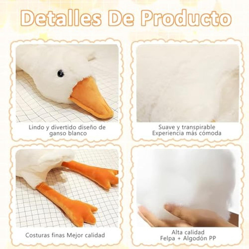 Zl Ganso Peluche Grande, Súper Suave, Blanco, 50 Cm