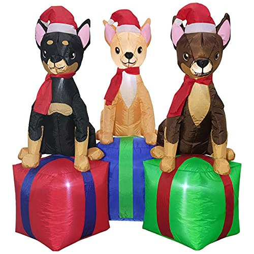 Inflable De Navidad Al Aire Libre Luces Led Chihuahua/m...