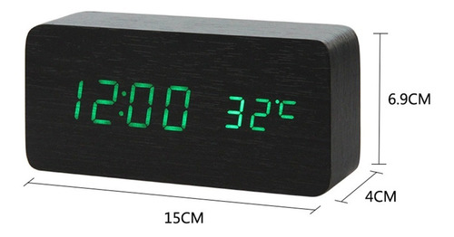 Relógio Mesa Digital Led Mdf Despertador Com Temperatura