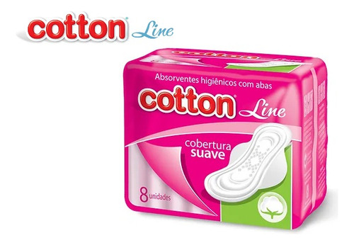 Absorvente Higienico Cobertura Suave Com Abas Cotton Line 8u