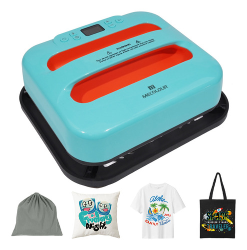 Mecolour SUB112 Máquina De Planchar Para Camisetas 12x10 Pulgadas Calor 110v Para Sublimación Color Celeste