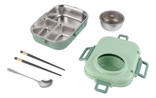 Almoço Térmico Isolado Verde De 1100 Ml, Camada Dupla, 3 Gra